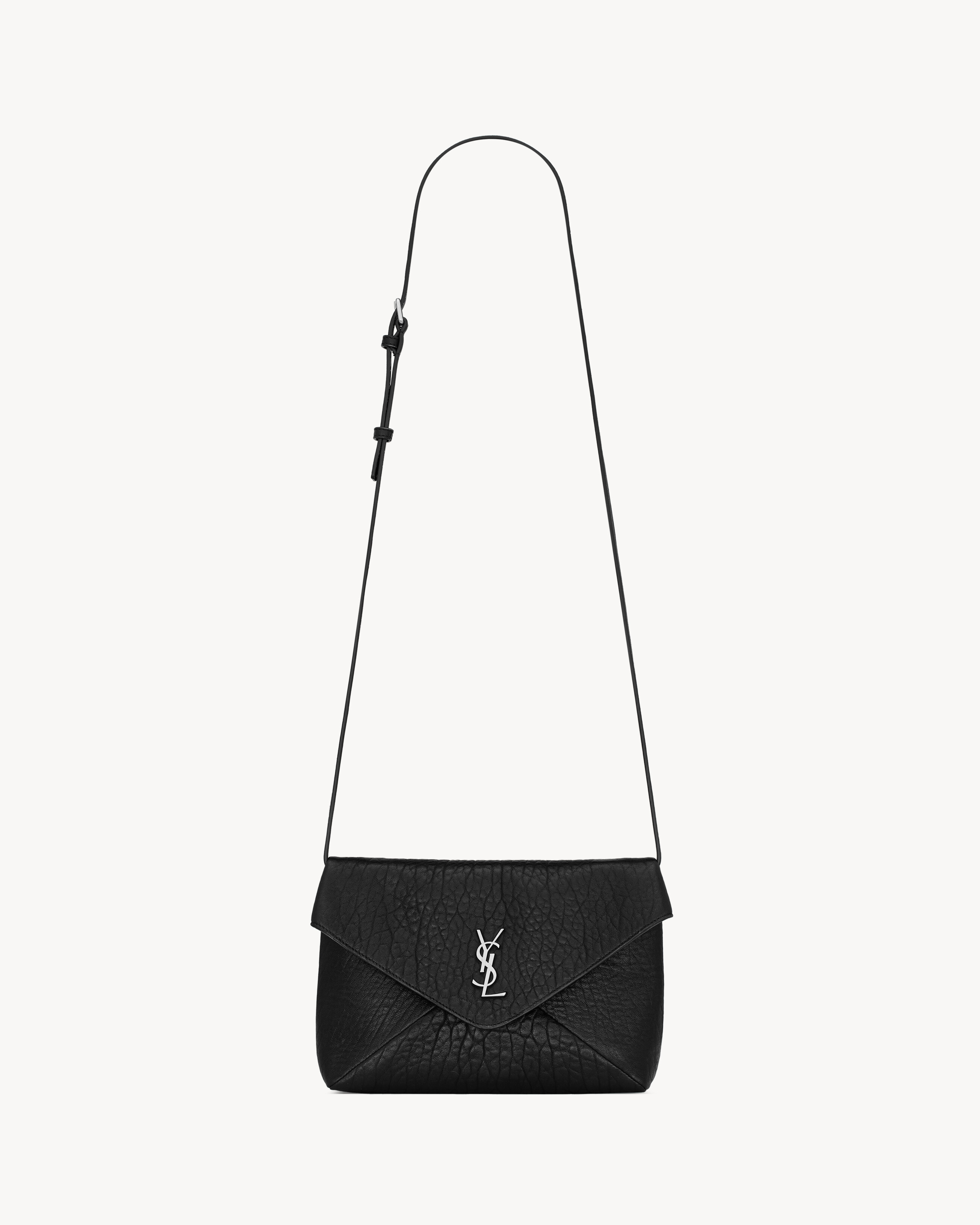 Saint Laurent Cassandre Envelope Messenger In Lambskin - Black - Men - One Size | Saint Laurent Inc. (Global)