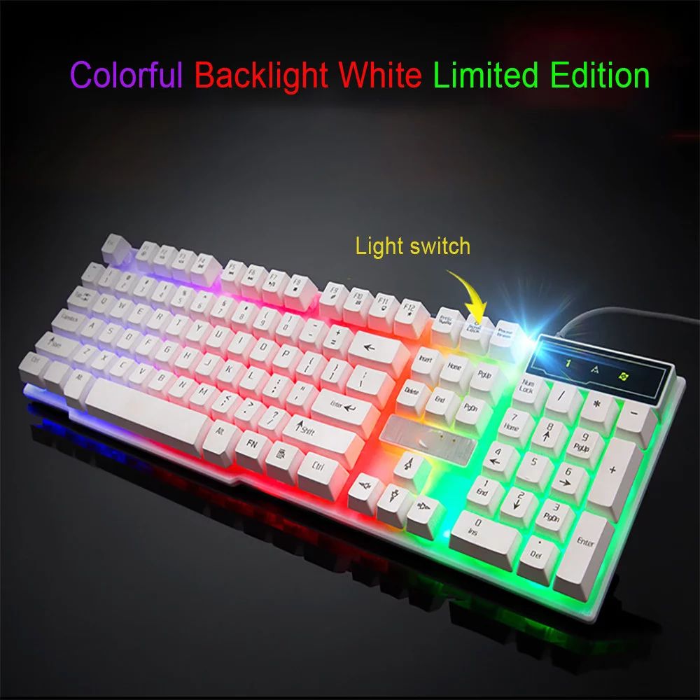 Tuscom Colorful Crack LED Illuminated Backlit USB Wired PC Rainbow Gaming Keyboard | Walmart (US)