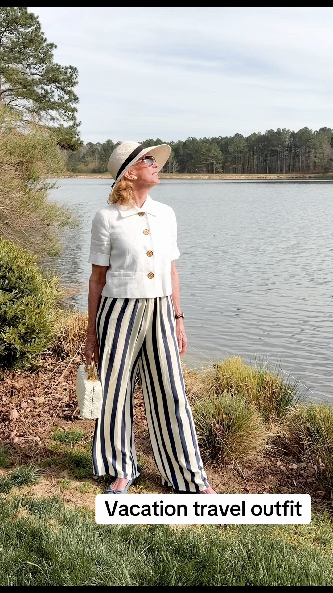  Travel, Vacation, Beach, Cruise or Resort outfit. Wide leg linen pants, cropped jacket, straw hat and bag plus large sunglasses. Bon Voyage! #fyp #ootd #travel #over50 #aginggracefully

#LTKTravel #LTKootd #LTKOver40