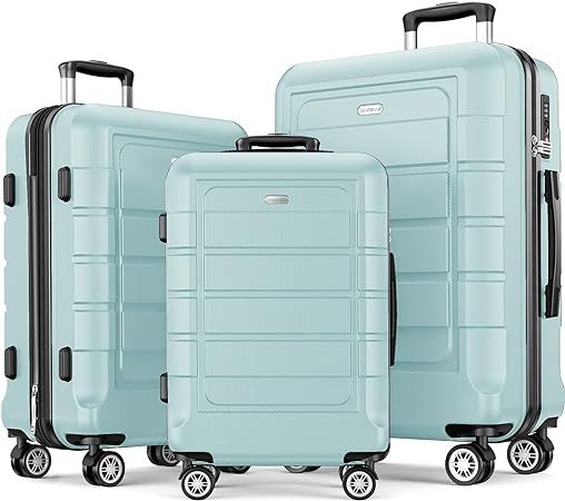 SHOWKOO Luggage Sets Expandable PC+ABS Durable Suitcase Double Wheels TSA Lock Mint Green | Amazon (US)