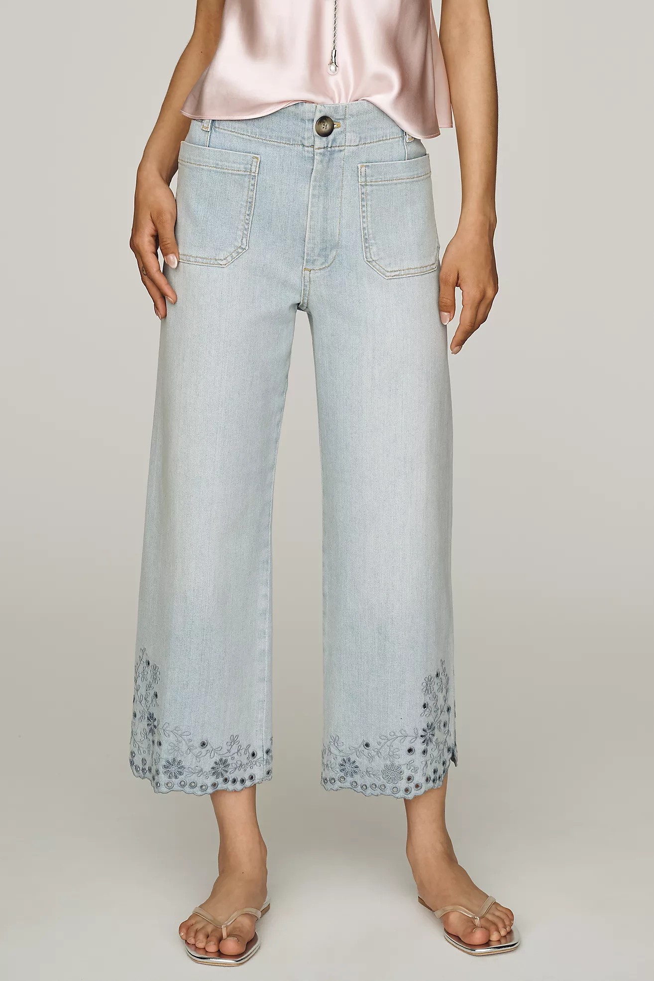 Colette Eyelet Crop Wide-Leg Jeans by Maeve | Anthropologie (US)