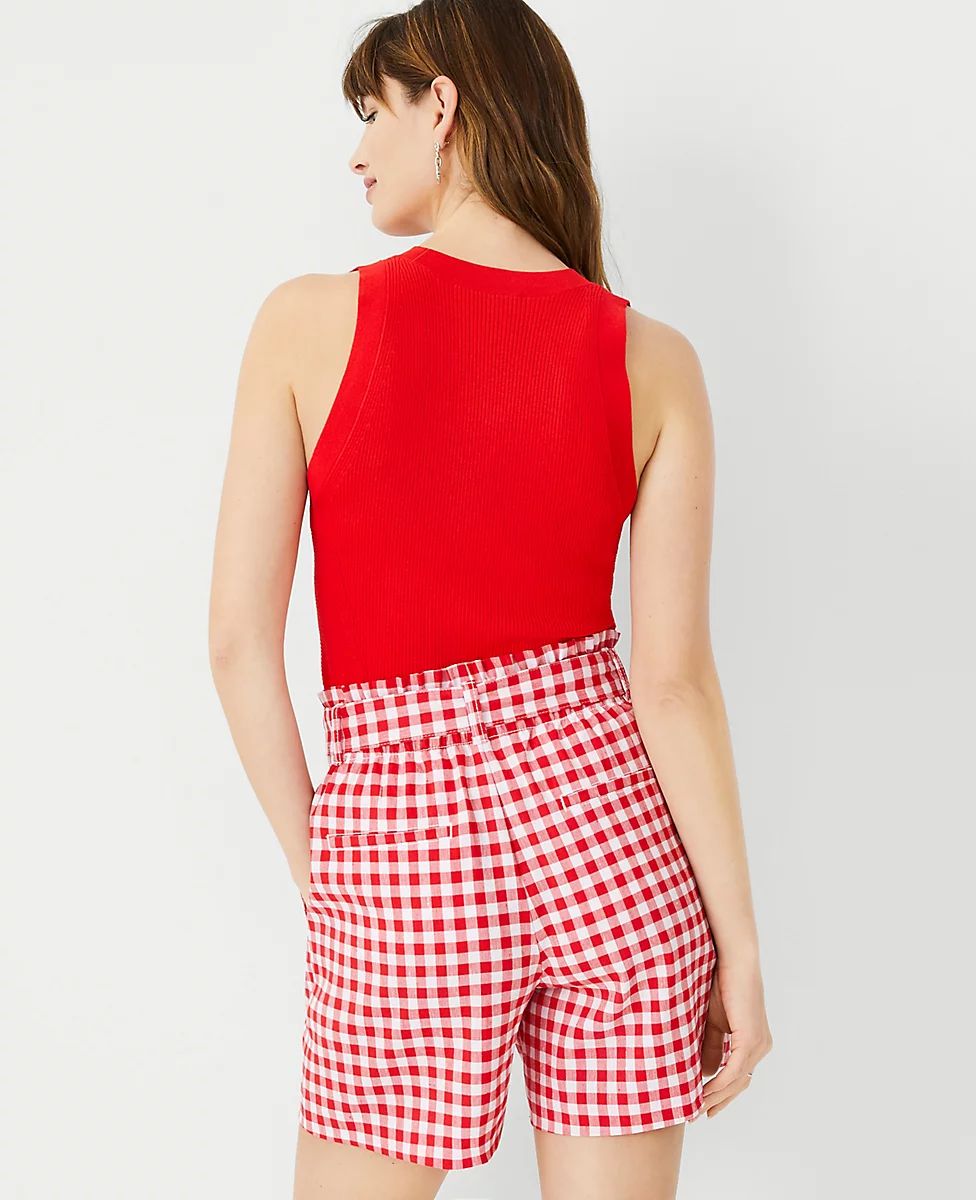 The Gingham Tie Waist Short in Linen Blend | Ann Taylor (US)