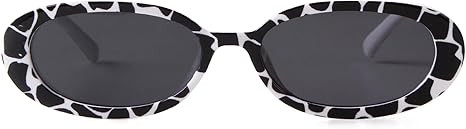 SDINM Retro 90s Oval Sunglasses for Women Vintage Small Narrow Tinted Black Tortoise Shell Glasse... | Amazon (US)