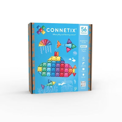 CONNETIX Magnetic Tiles Bright Classic Pack Building Blocks 56pc: Educational Creative Thinking Set | Target