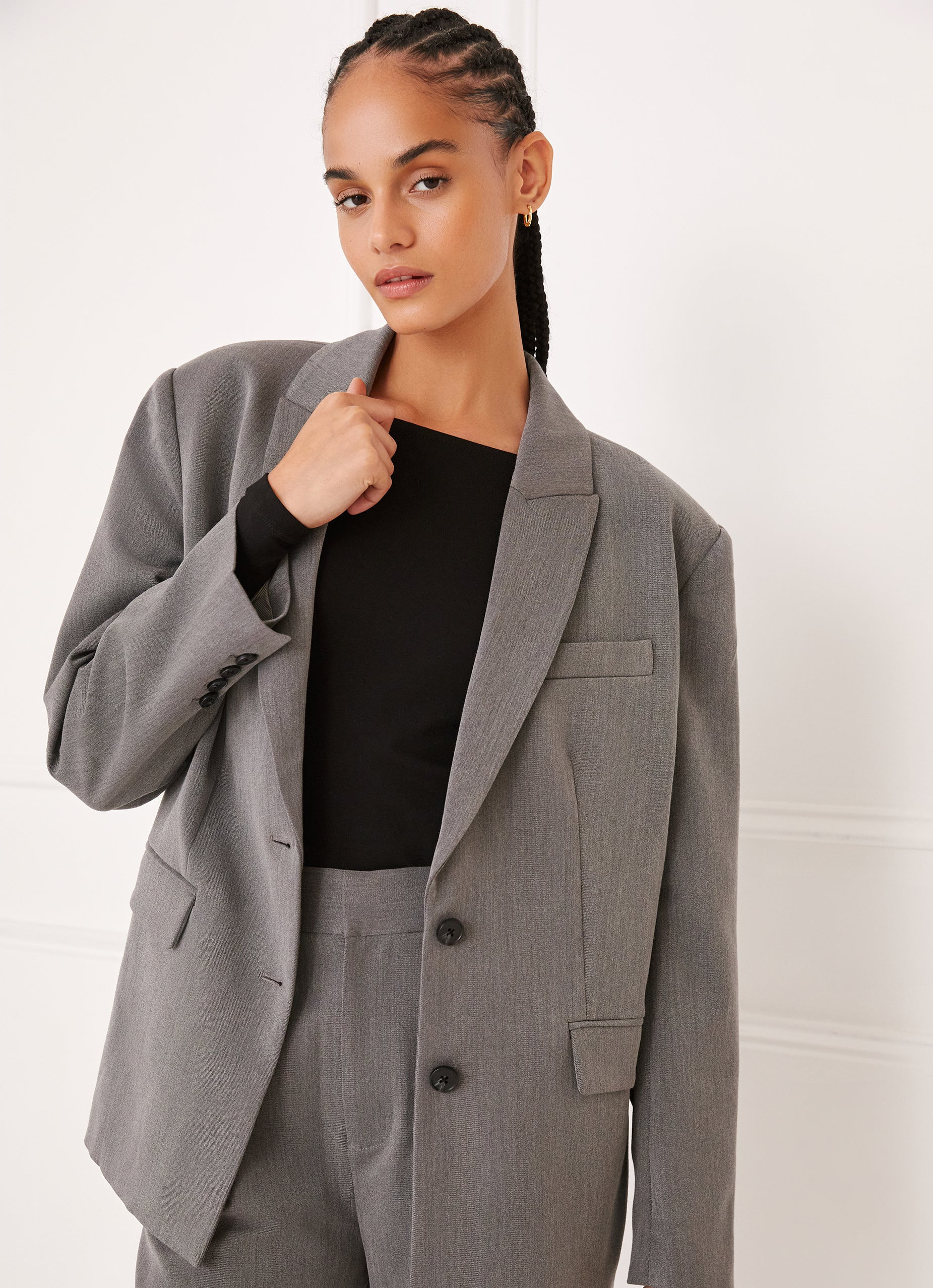 Melange Oversized Blazer Charcoal | Something Navy | Something Navy