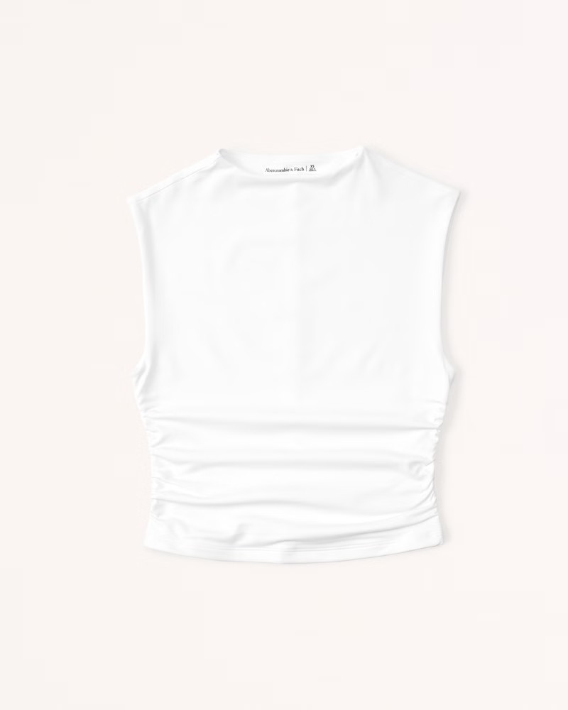 Sleek Seamless Fabric Ruched Mockneck Top | Abercrombie & Fitch (US)