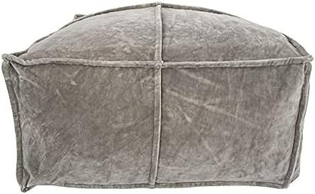 Creative Co-Op Square Cotton Velvet Pouf Seating, Grey | Amazon (US)