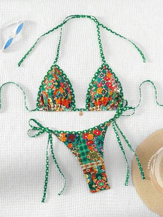 SHEIN Swim Random Printed Split Bikini Set For Beach Vacation, Summer Beach | SHEIN