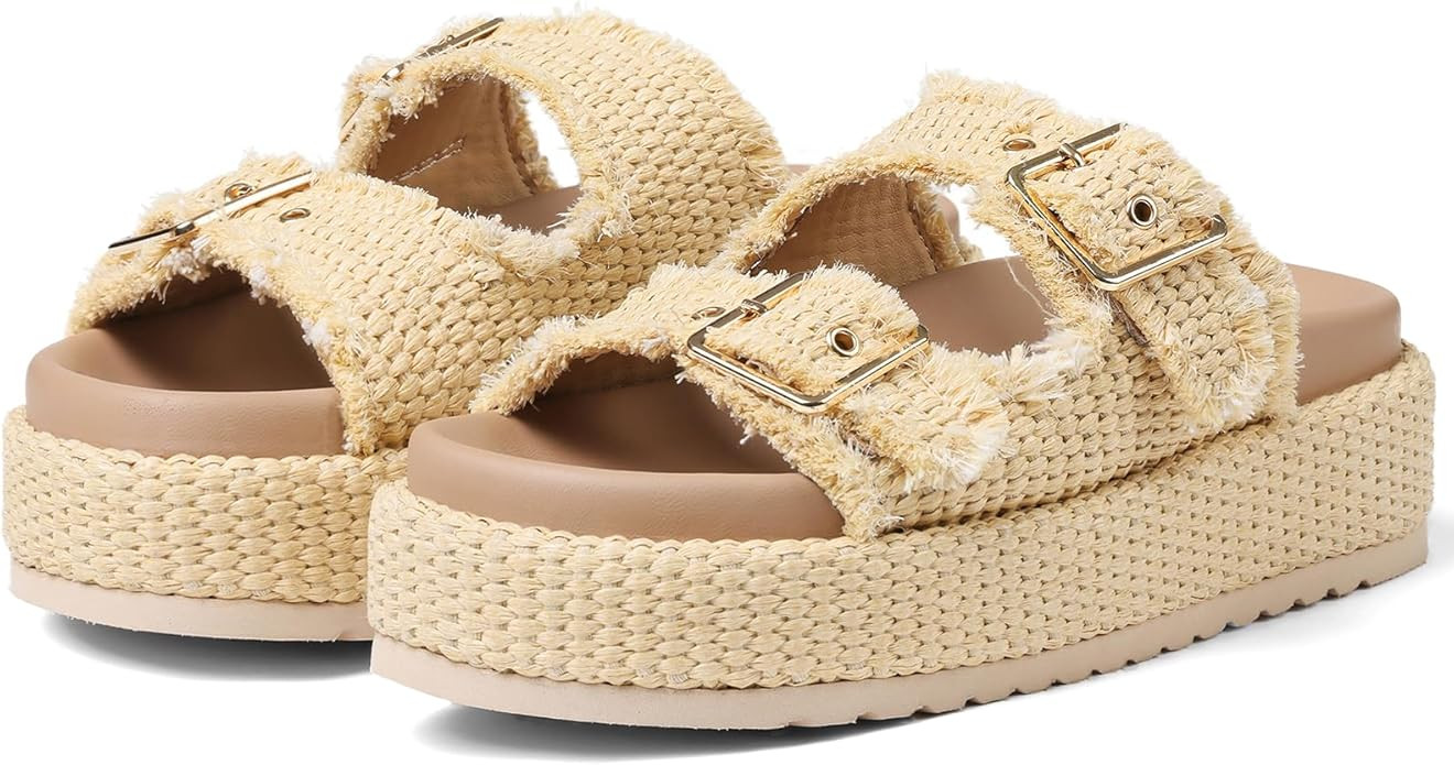 mikarka Raffia Platform Sandals for Women 2025: Resort Womens Sandals Comfortable - Summer Beach ... | Amazon (US)