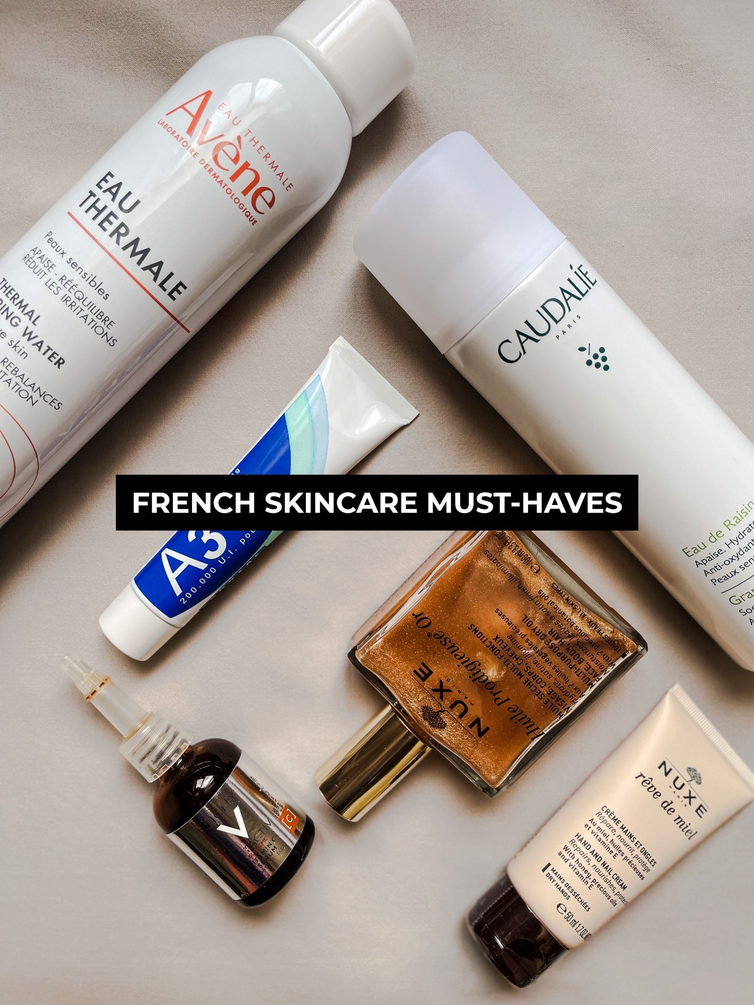 My Top Must-Have French Pharmacy Skincare Products 🥰

1. Caudalie Grape Water: is an absolute must-try, and can be added to any skincare routine. I’ve been using this product for 13 years and swear by it. It is packed with antioxidants that soothe, hydrate, and reinforce the skin barrier. Can be used on all skin types, including sensitive skin.

2. A313 Retinol Cream: is a skincare gem! This retinol cream is made from 100% retinyl palmitate, a gentle retinoid. This thick cream boosts collagen production, and locks in moisture. It’s a great addition to your nighttime routine, especially if you’re new to retinoids or have experienced irritation from retinoids in the past. 

3. Nuxe Hand and Nail Cream: deeply nourishes and repairs dry, damaged skin. It penetrates immediately and doesn’t leave a greasy feel. Out of all the hand creams I’ve tried, this works best to relieve dryness. 

4. Avène Thermal Water: is an absolute must-have.  This thermal spring water is packed with trace elements that work to soothe, rebalance irritated skin. Great for sensitive skin types, after makeup, or during hot weather. 

5. Vichy LiftActiv Vitamin C Serum: contains 15% pure vitamin C , vitamin E, and pycnogenol. This powerful antioxidant serum brightens, and protects against UV rays, plus environmental aggressors.

6. Nuxe Huile Prodigieuse Or: this lightweight shimmer oil contains 7 botanical oils. It can be used on the face, hair, or body. Fast absorbing, and doesn’t stain clothing. Plus it gives your skin an amazing glow.

Shop now during Amazon’s Cyber Monday sale and take advantage of the best deals in French skincare: 🛍️


 #frenchskincare #frenchpharmacy #skincare #CyberMonday #Amazonn

#LTKBeauty #LTKselfcare #LTKCyberWeek