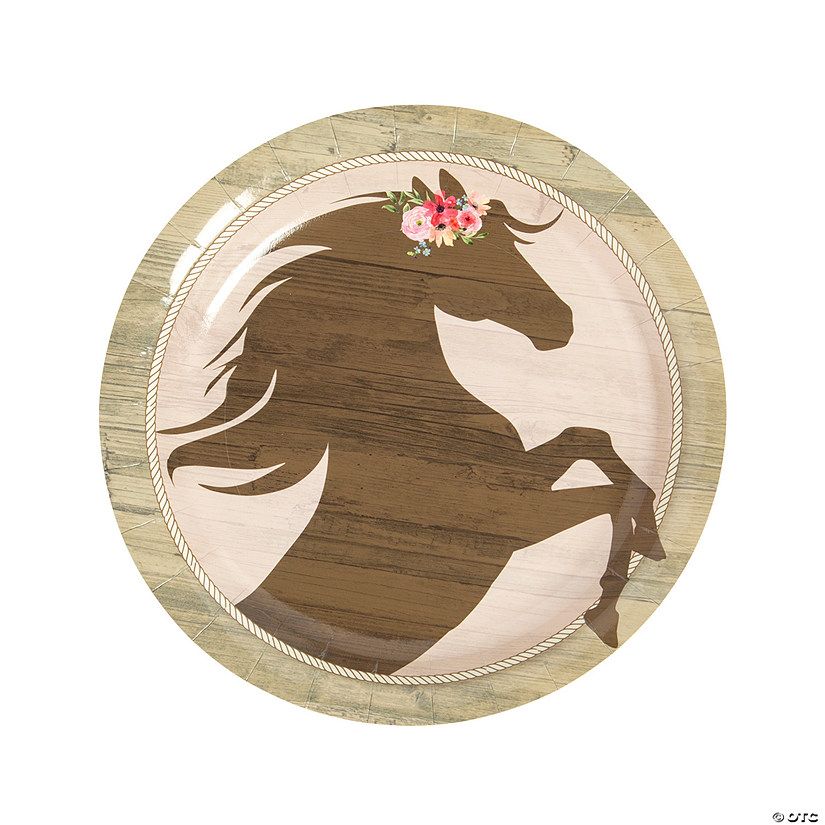 Crown of Flowers Horse Party Paper Dinner Plates - 8 Ct. | Oriental Trading Company