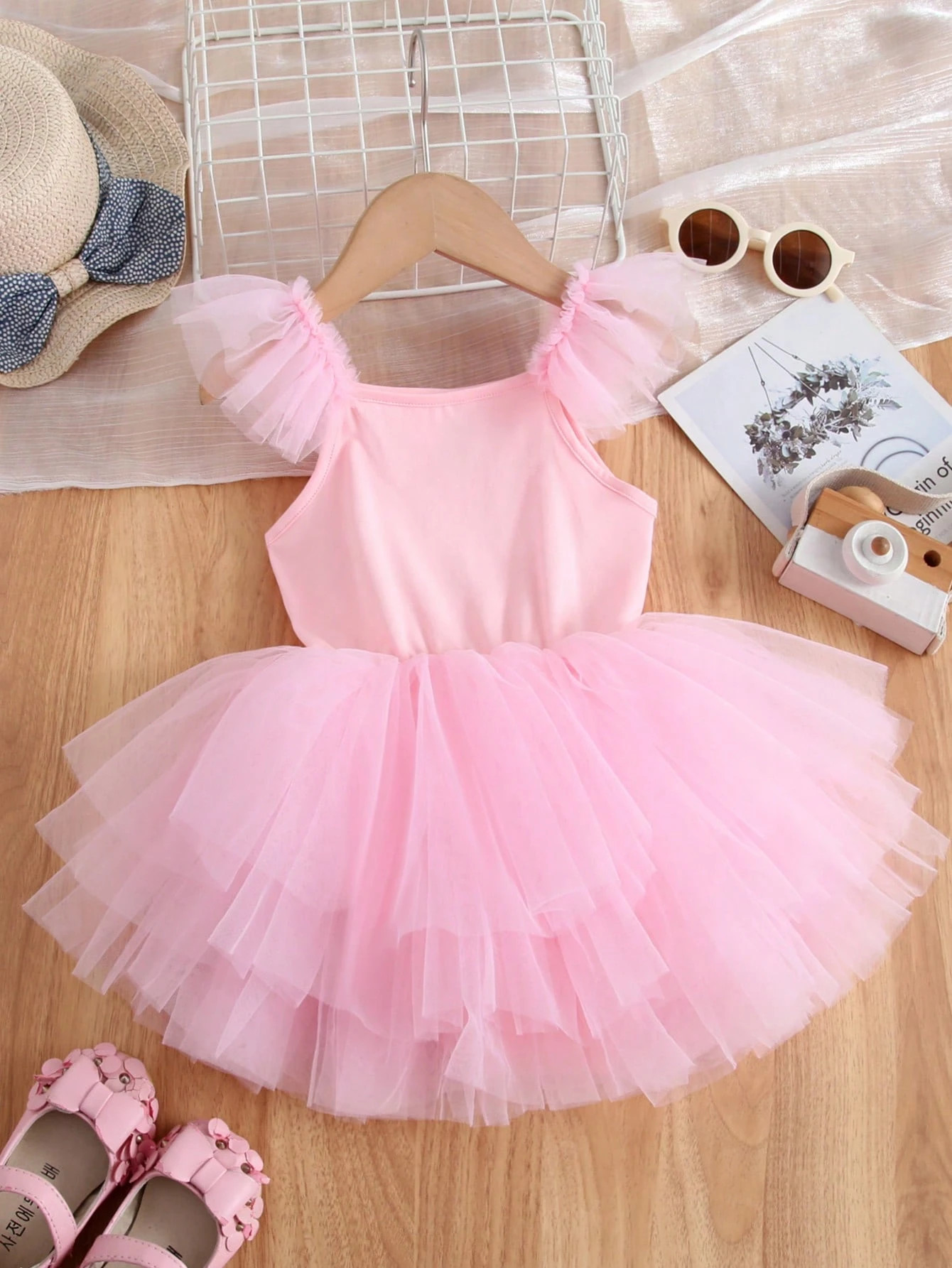 1pc Girls Lovely Elegant Princess Sweet School Ballet Tulle Flounce Strappy Tutu Dress, Costume F... | SHEIN
