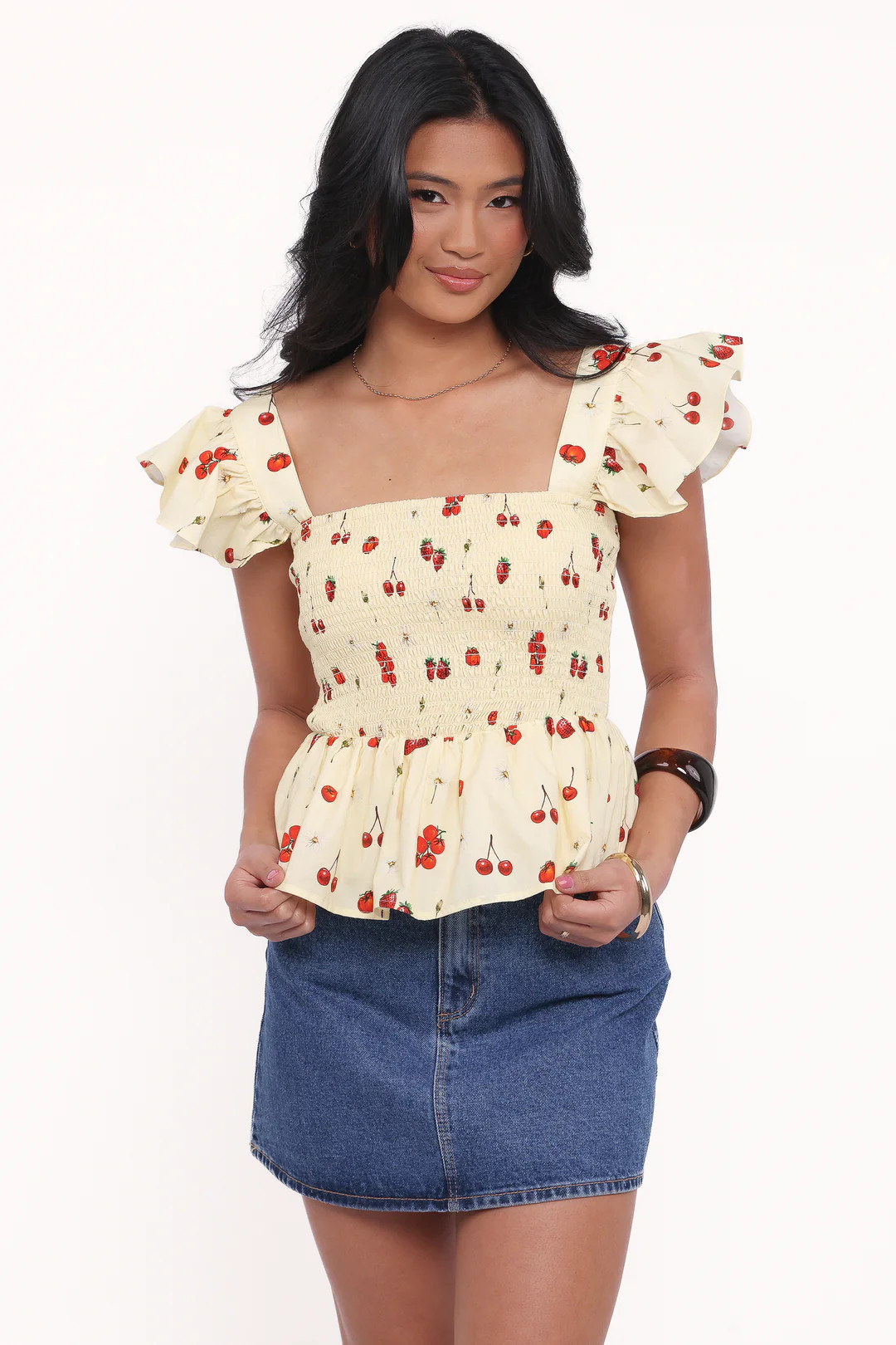 Remira Smocked Ruffle Top - Yellow Cherry | Petal & Pup (US)