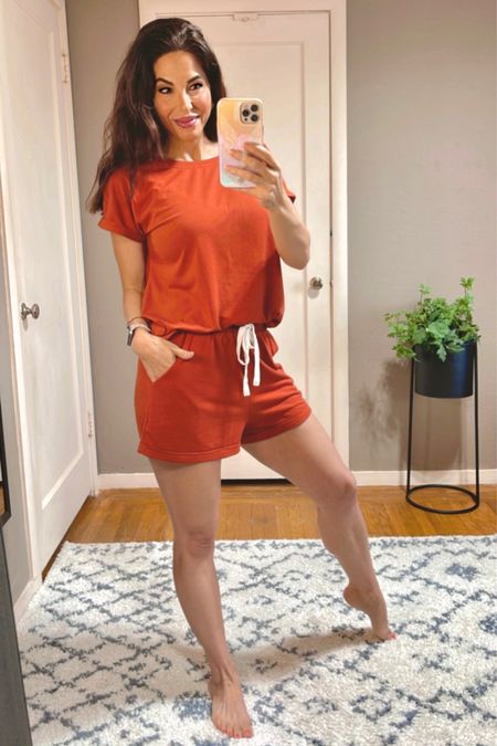 My Amazon set is marked way down! I have owned this set for over a year and it gets so much wear. The material is amazing. It is soft, thick, and does not wrinkle. I am wearing a small and it is a TTS comfortable fit. You can wear it as pjs or loungewear. You will love it! Xoxox

#LTKsalealert #LTKunder50