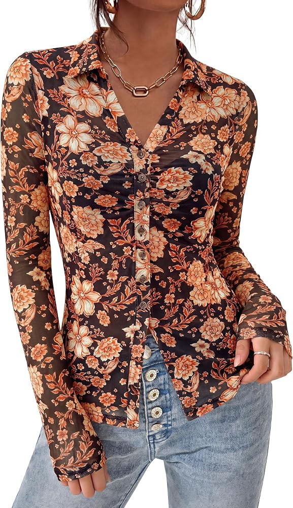 PRETTYGARDEN Women Button Down Floral Boho Shirts | Amazon (US)
