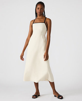 Women's Riyan Tipped Apron-Neck Midi Dress | Macy's
