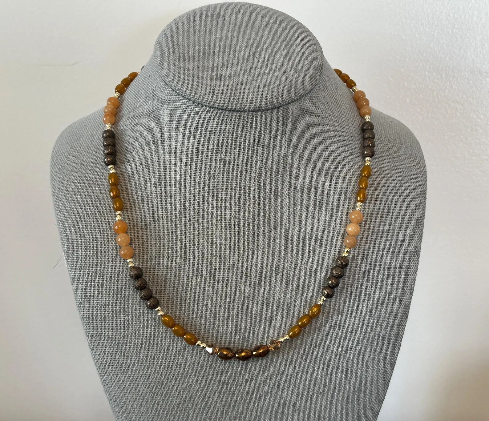 Gorgeous Beaded Necklace Assorted Brown Gold Tan & Beige Beads Toggle Closure Glass Crystal Semi ... | Etsy (Global)