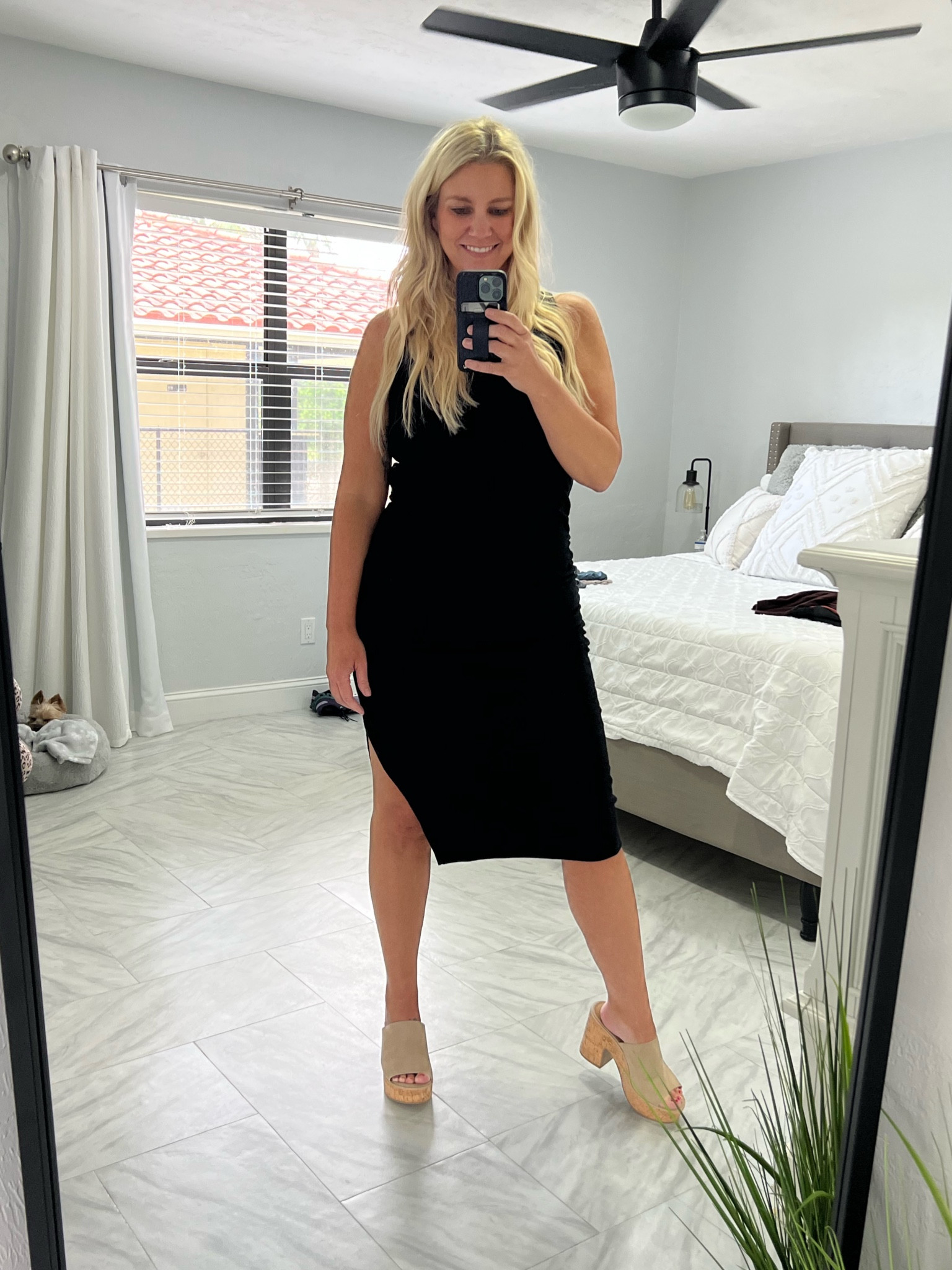 open lace back dress A New Day Women's Rib Knit Side Ruched Dress