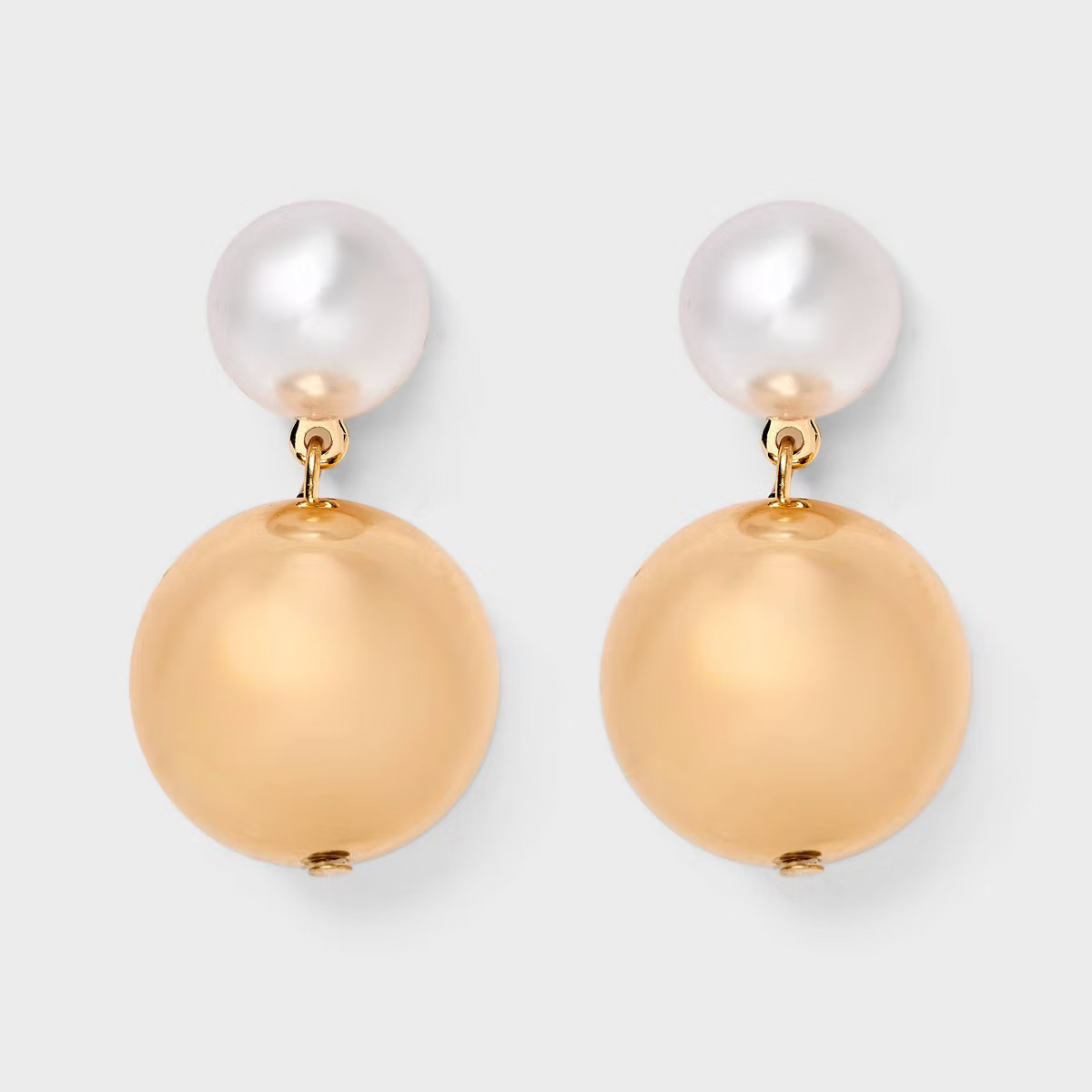 Pearl Round Double Drop Earrings - A New Day™ Gold | Target