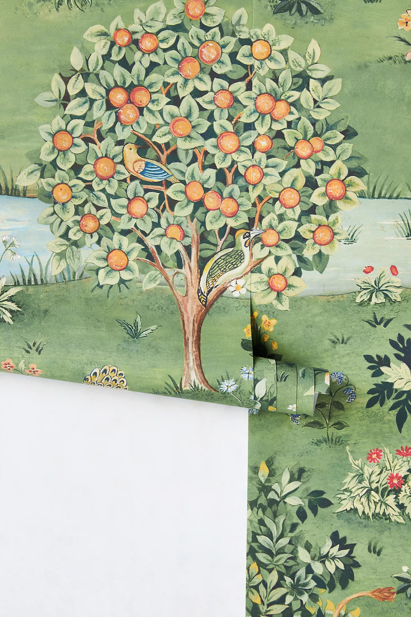 Morris & Co Owl & Willow Animals Bayleaf Orange Wallpaper | Anthropologie (US)