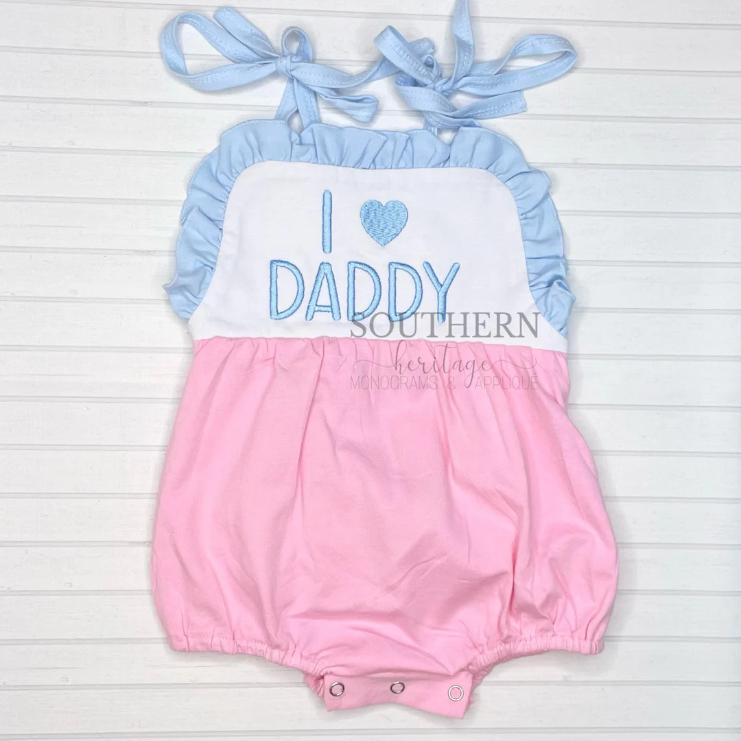 I Love Daddy Ruffle Tie Sunsuit Bubble Romper - Etsy | Etsy (US)