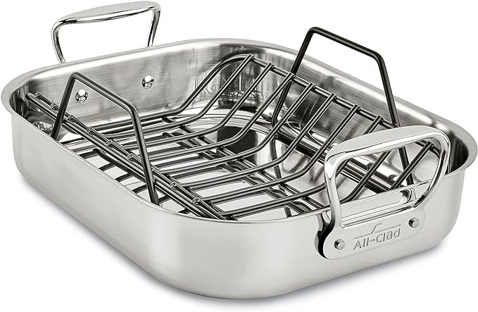 All-Clad Specialty Stainless Steel Roaster with Nonstick Rack 11x14 Inch Oven Broiler Safe 500F R... | Amazon (US)