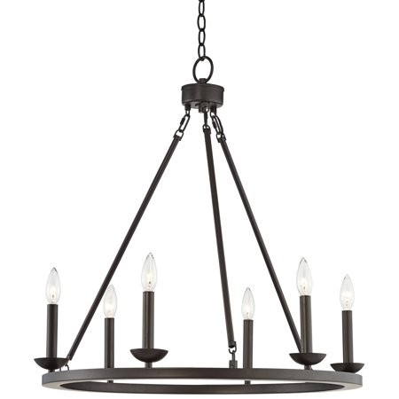 Franklin Iron Works Bronze Wagon Wheel Chandelier 27" Wide Farmhouse 6-Light Fixture for Dining R... | Walmart (US)