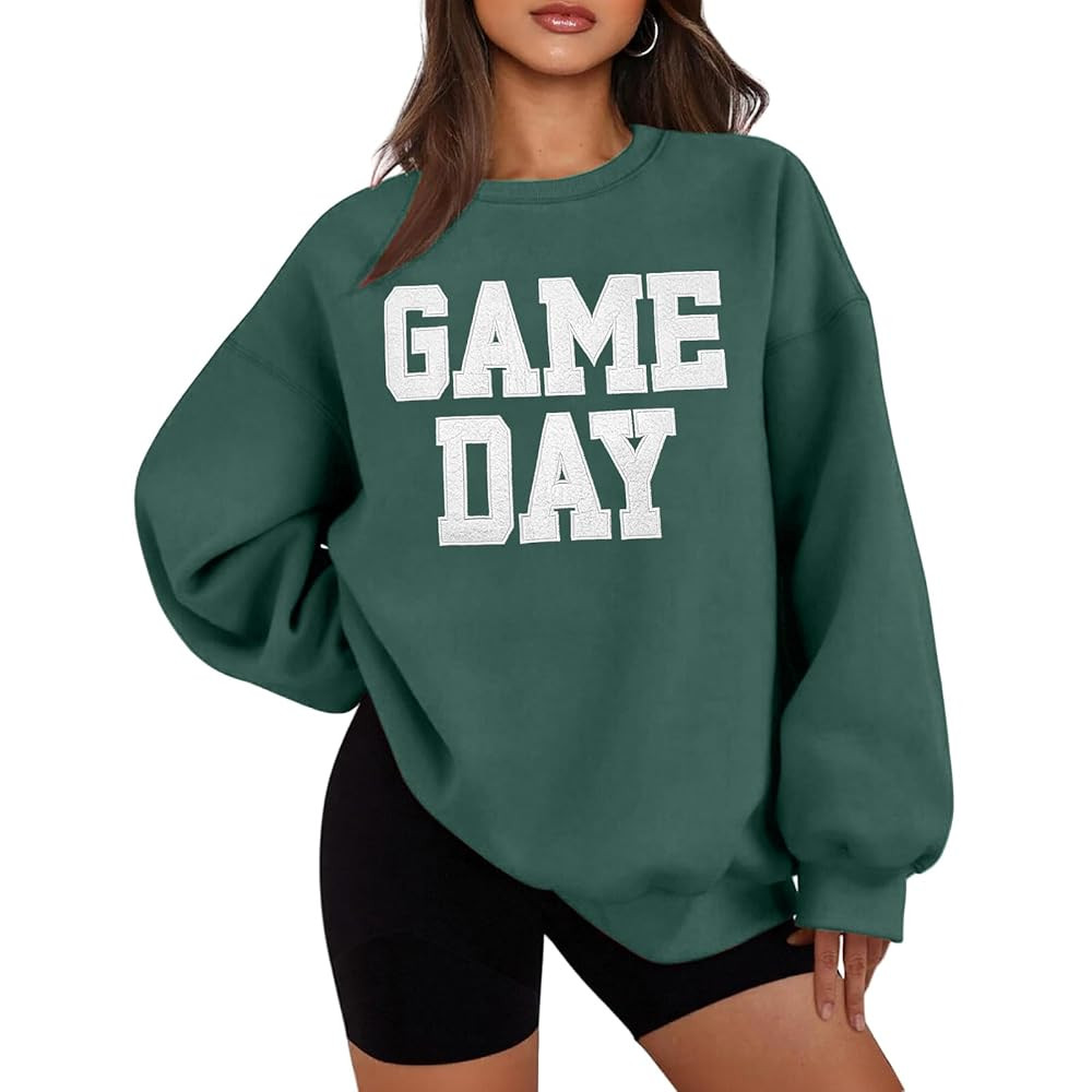 Game Day Sweatshirt Women Football Team Fans Embroidered Tops Oversized Football Season Sweatshir... | Amazon (US)