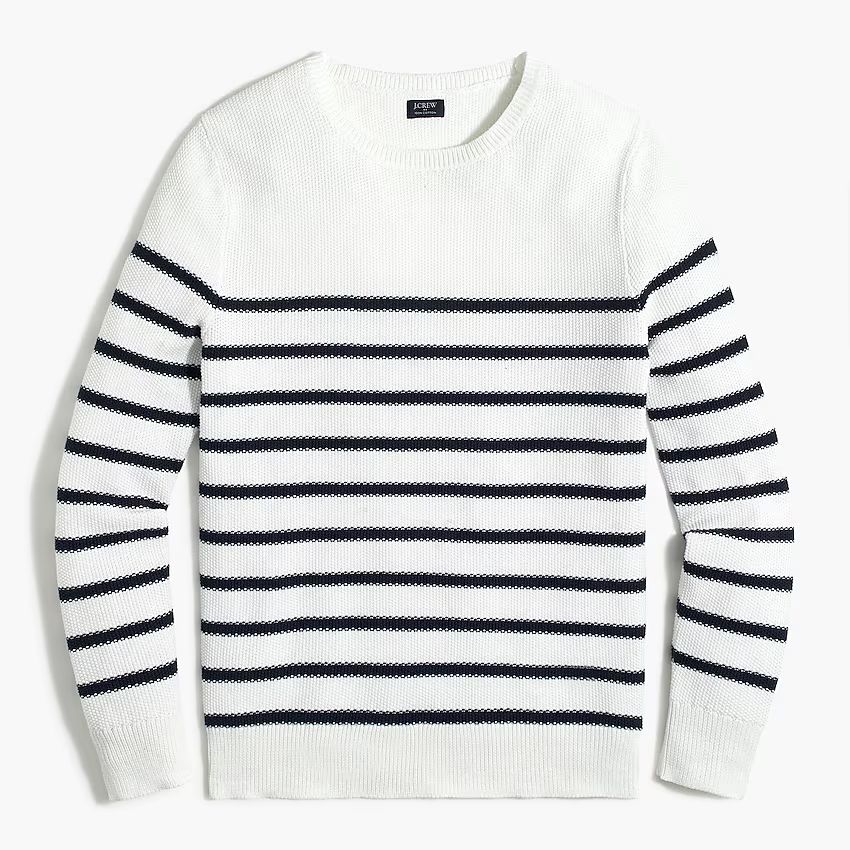 Striped cotton tuck-stitch sweater | J.Crew Factory