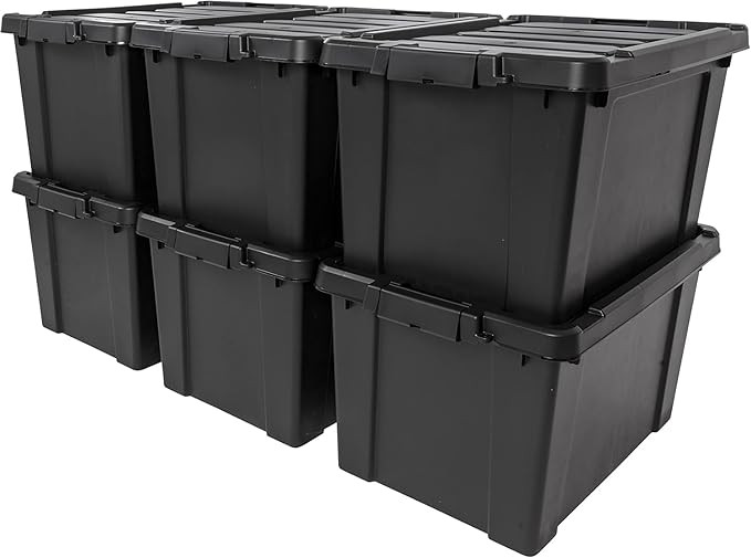 IRIS USA 20 Gallon Lockable Storage Bins with Lids, 6 Pack - Made in USA, Heavy Duty, Stackable C... | Amazon (US)