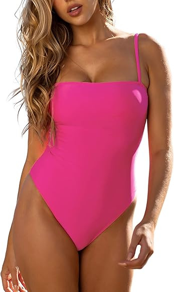 RELLECIGA Women's High Cut Bandeau One Piece Swimsuits with Adjustable Shoulder Straps | Amazon (US)