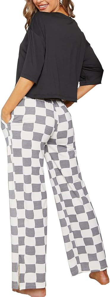 FENTENG Casual Loose Wide Leg Pants for Women Pockets Sweatpants High Waist Lounge Pants Comfy Dr... | Amazon (US)