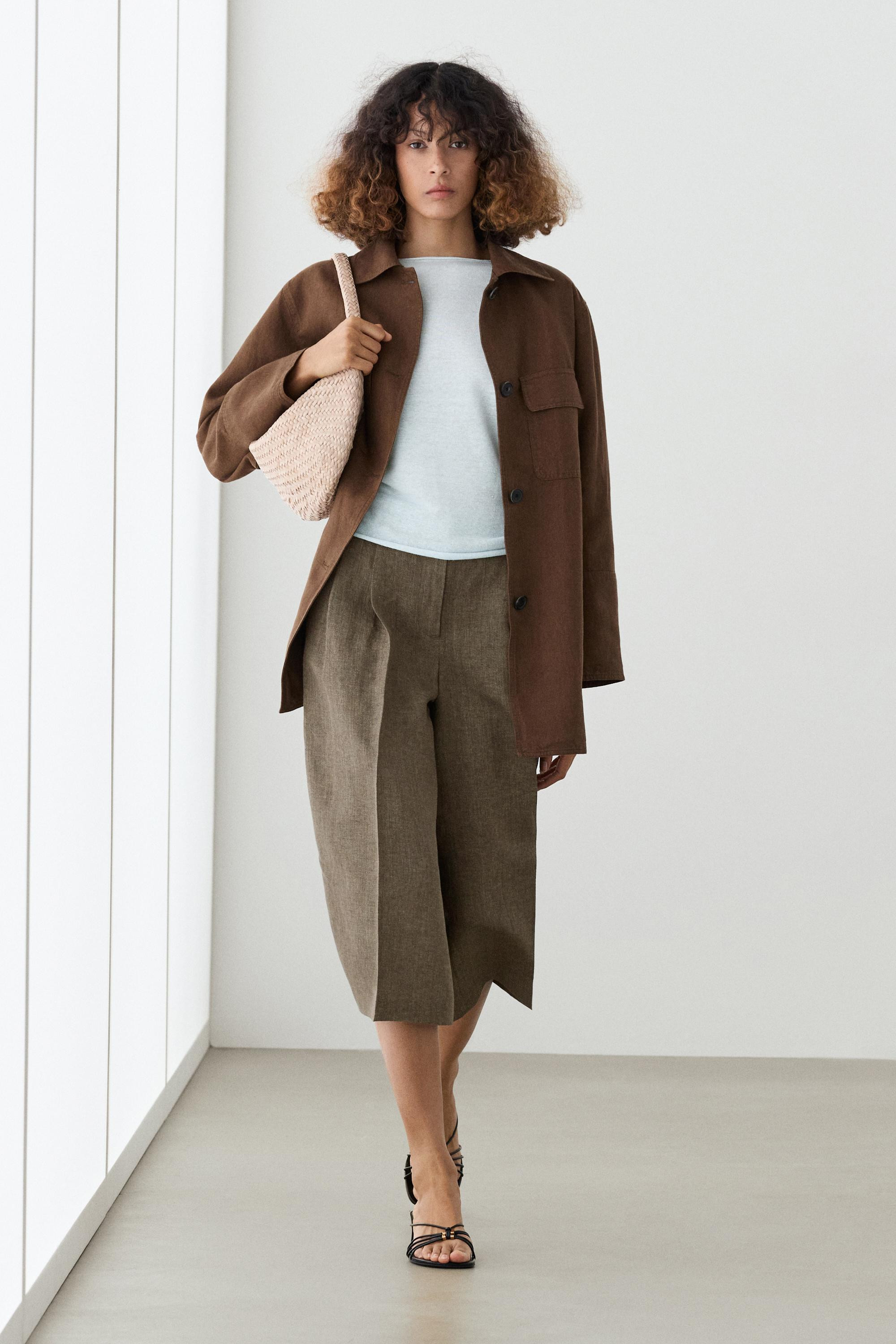 Flowing melange linen Bermuda shorts | Massimo Dutti US