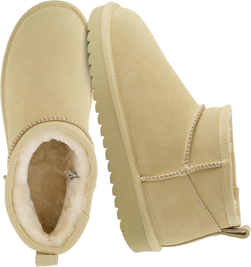 CUSHIONAIRE Hip 2 Genuine Suede Ankle Boots for Women, Cozy Faux Shearling Lining Pull On Winter ... | Amazon (US)