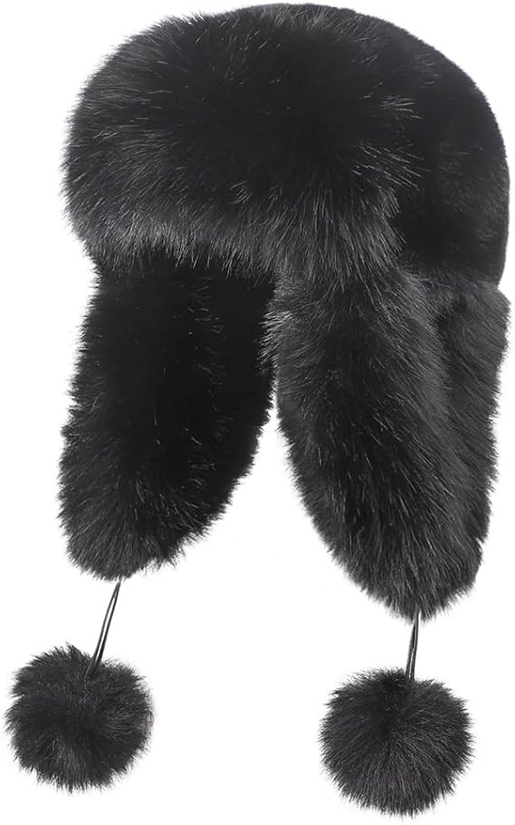 Women Faux Fur Trapper Hat with Pompoms Warm Classic Ear Flaps Hat Fuzzy Bobble Cap Warm Outdoor ... | Amazon (US)