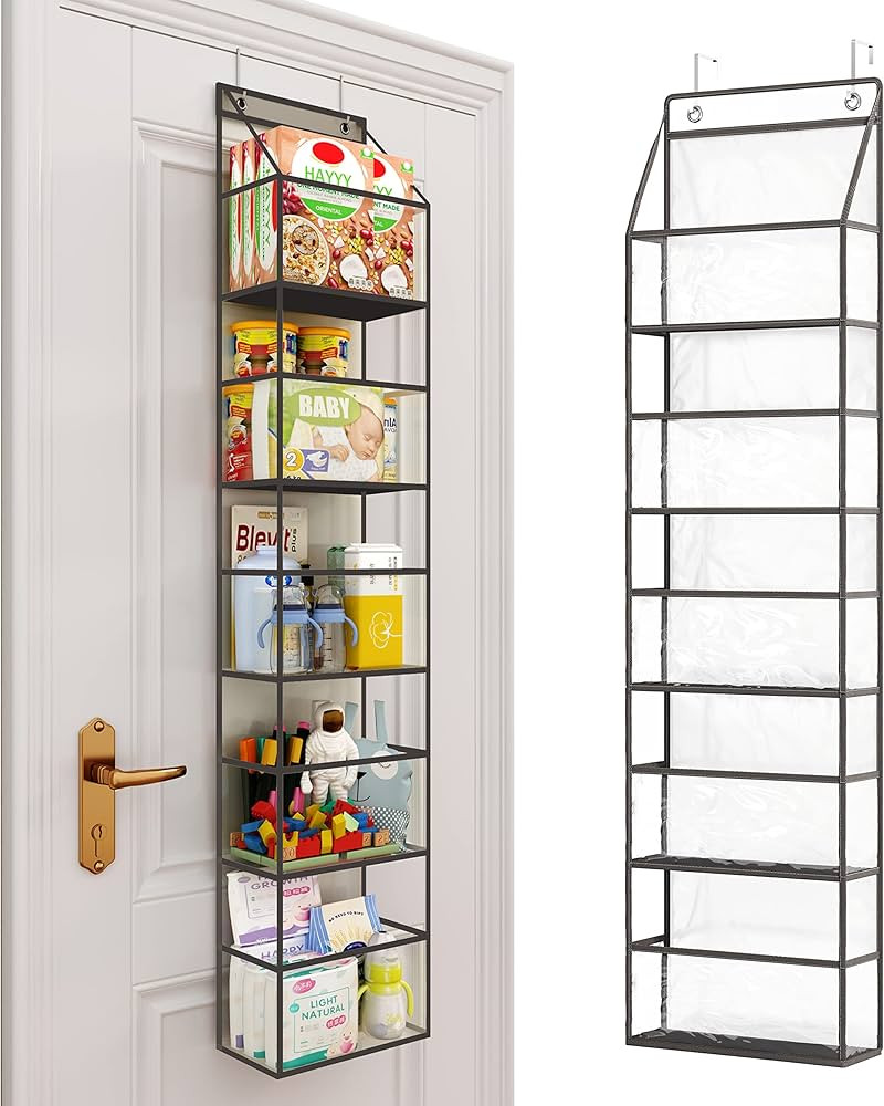 Fixwal Over The Door Hanging Pantry Organizer 5-Shelf Room Organizer with Clear Plastic Pockets B... | Amazon (US)
