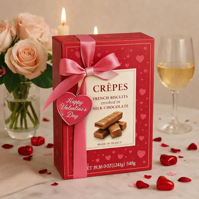 Luxury Crepes French Biscuit Gift Box, Milk Chocolate Covered Crispy Crepe Cookies – European G... | Amazon (US)