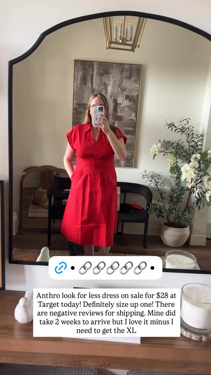 Anthro look for less dress on sale for $28 at Target today! Definitely size up one! There are negative reviews for shipping. Mine did take 2 weeks to arrive but I love it minus I need to get the XL