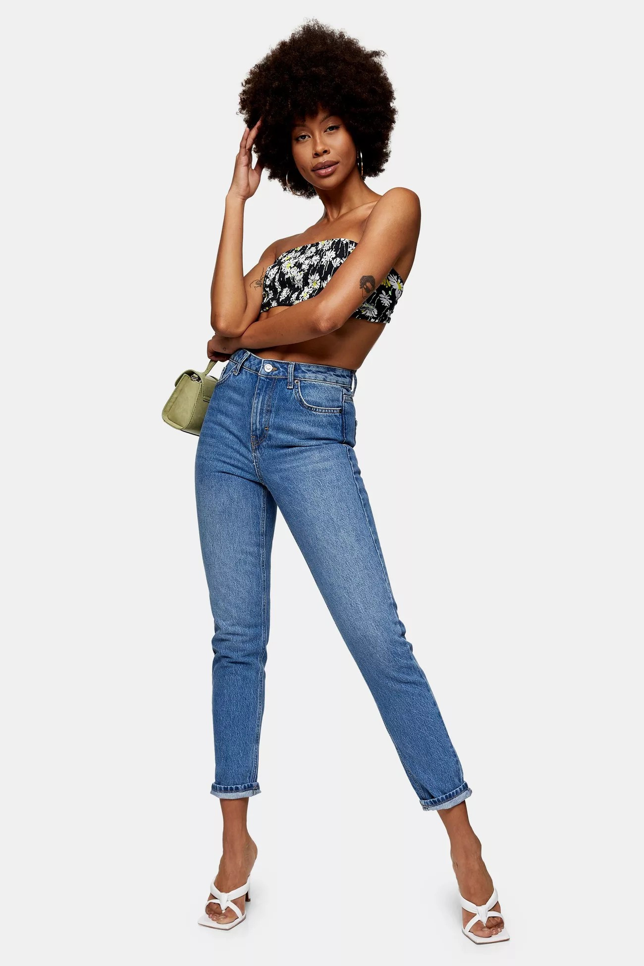 Mid Blue Mom Tapered Jeans | Topshop UK