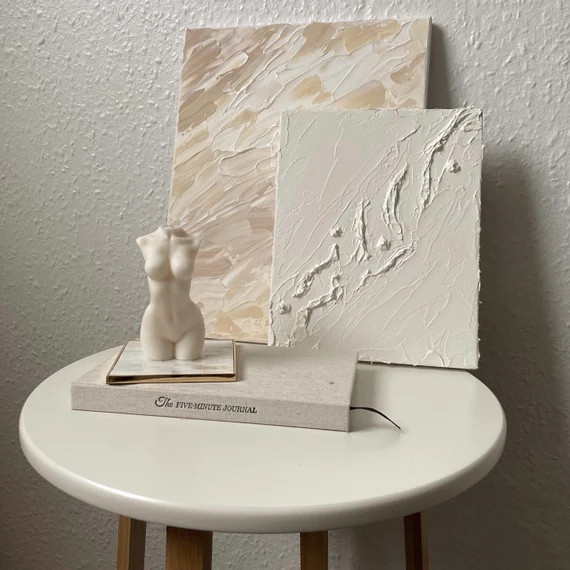 Neutral, White, Beige, Cream, Bespoke, Original, Contemporary, Modern, Abstract, Minimalistic, Te... | Etsy (UK)