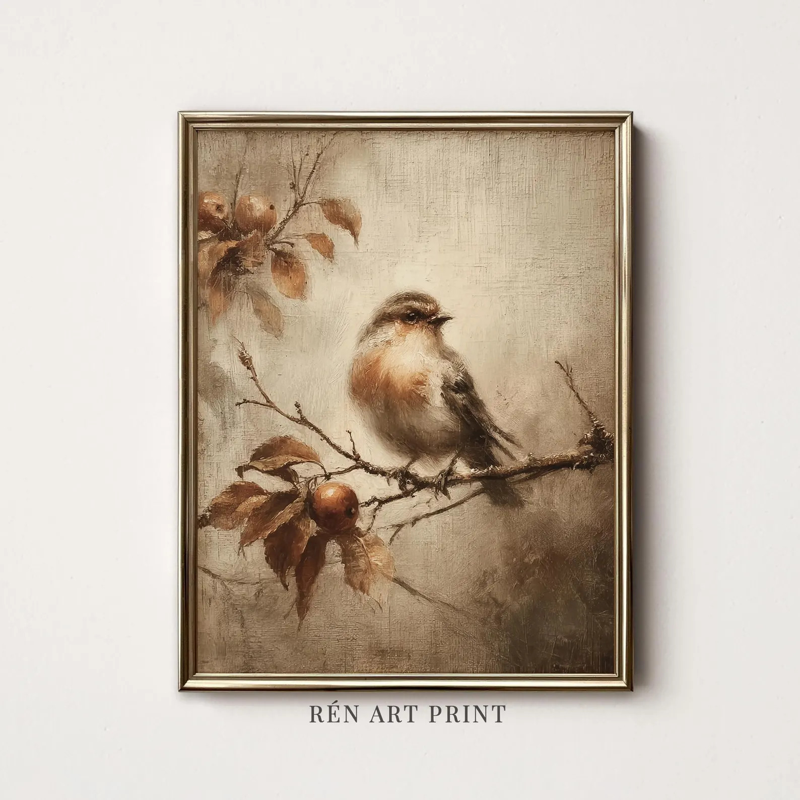 Vintage Bird Oil Painting | Rustic Autumn Cottagecore Wall Art (Digital Download) | Etsy (Global)