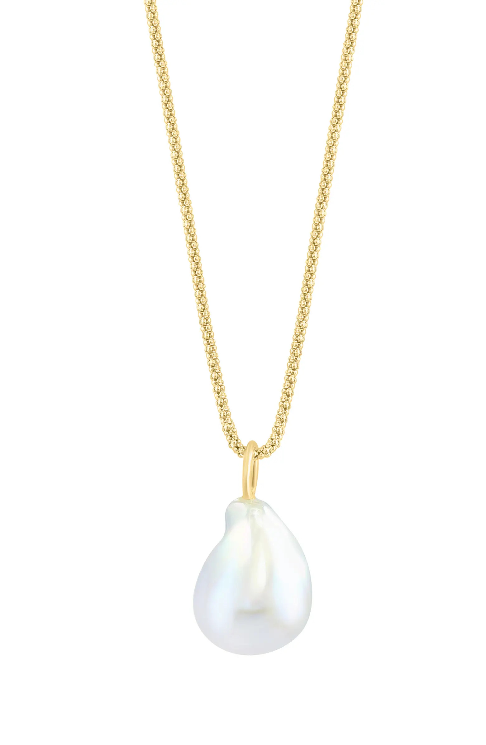 EFFY 14K Yellow Gold Plated Sterling Silver 15mm Freshwater Pearl Pendant Necklace | Nordstromrac... | Nordstrom Rack