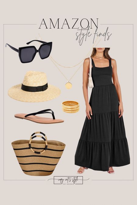 Amazon black dress, style finds, hat, beach tote, sunglasses, black flip flops 

#LTKtravel #LTKstyletip #LTKfindsunder50