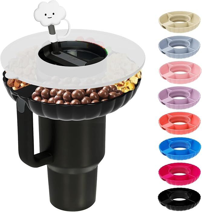 Stanley Snack Tray, Food Grade Silicone Snack Bowl for Stanley Cup 30 oz Accessories with Straws ... | Amazon (US)