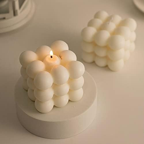 2 Pcs Bubble Candle Soy Wax Cube Candles-Scented Candle Gift Set for Home Decor, White | Amazon (US)