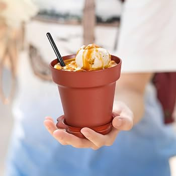 DOITOOL 20 Pack Flower Pot Dessert Cup with Lid and Shovel Spoon, 6.7 oz Plastic Cake Cups Small ... | Amazon (US)