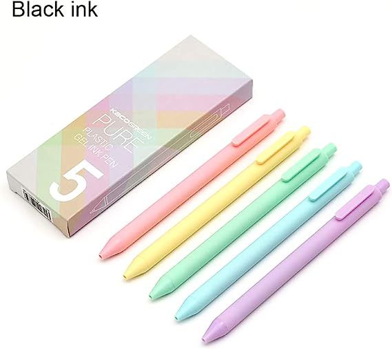 Kaco Pure Retractable Gel Ink Pens Macarons Color Black Ink 0.5mm Extra Fine Point 5-Pack | Amazon (US)