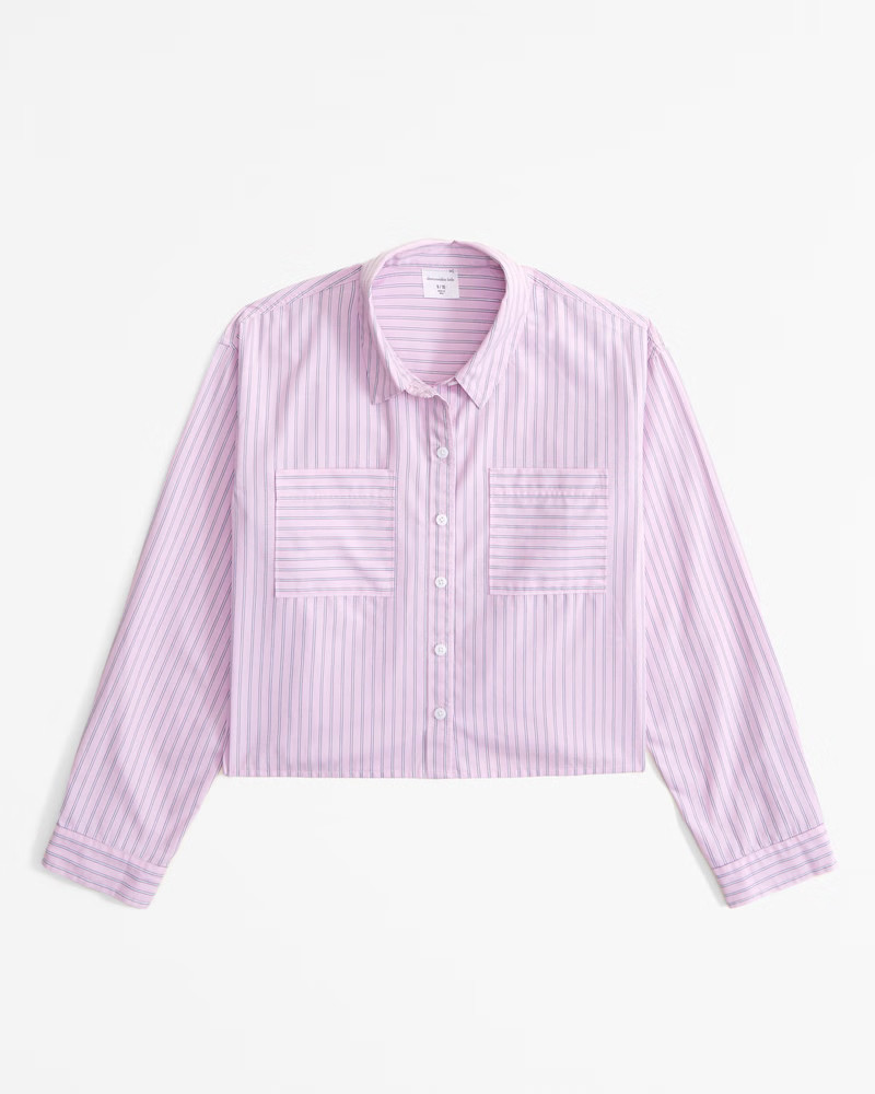 cropped poplin button-up shirt | Abercrombie & Fitch (US)