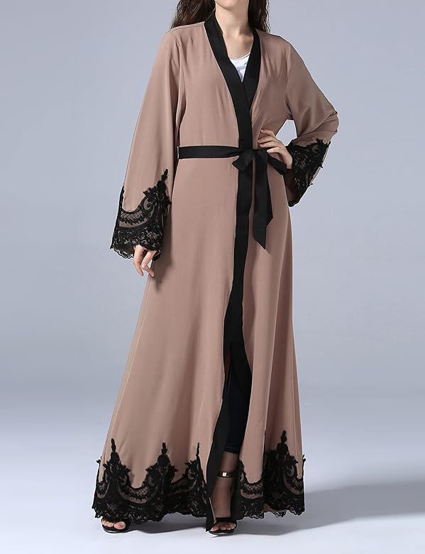 Abetteric Womens Embroidered Dubai Style Cardi Robe Muslim Dresses Abaya | Amazon (US)