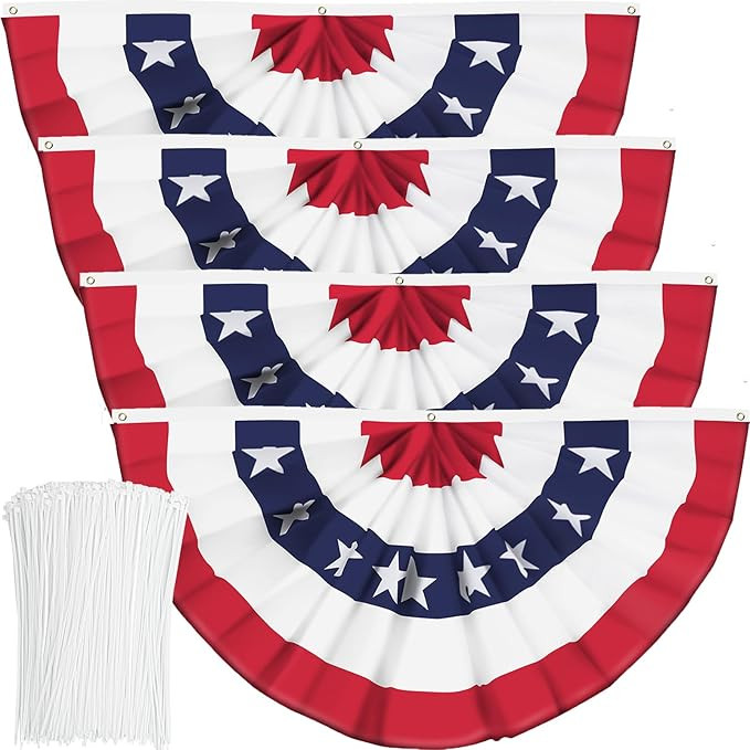 USA Pleated Fan Banner American Half Fan Patriotic Bunting Flag with Canvas Header and Brass Grom... | Amazon (US)